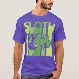 Camiseta Lucky Sloth Dia de São Patrício Irish Vintage Retr