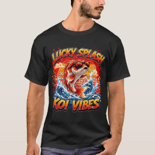 Camiseta Lucky Splash Koi Vibes Colorido Peixe Koi Cartoon