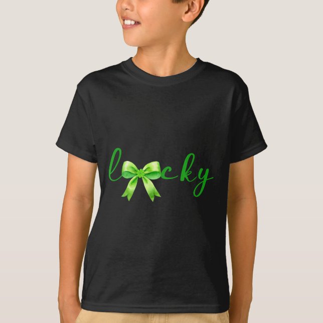 Camiseta Lucky, St.patricks Day Coquette,shamrock Funny  (Frente)