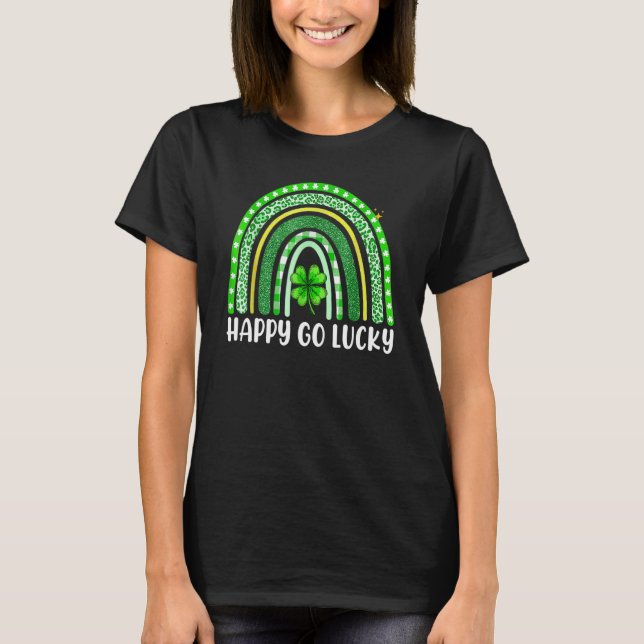 Camiseta Lucky St Patricks Day Shamrock Rainbow Irish Cool  (Frente)