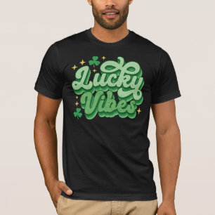 Camiseta Lucky Vibes Clover Gráfico Festivo Verde