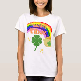 Camiseta Lucky Vibes - Rua. Dia de Patrick Rainbow & Clover