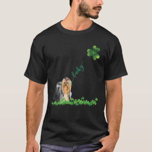 Camiseta Lucky Yorkie Dog Shamrock Rua Patrick Day Tshirt d