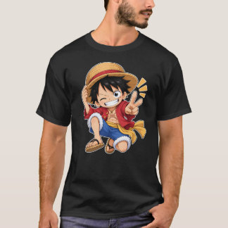 Camiseta Luffy Macaco Chibi Fofo da Anime One Piece Paz