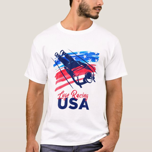 Camiseta Luge Racing USA Support Team T USA Flag Sleddi (Frente)