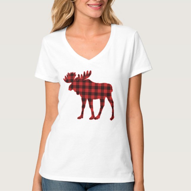 Camiseta Lumberjack Buffalo - Xadrez Cheque Moose de Natal (Frente)