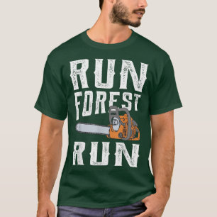 Camiseta Lumberjack Executar Floresta Executar Chainsaw Log
