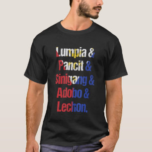 Camiseta Lumpia Pancit Sinigang Adobo Lechon Comida Filipin