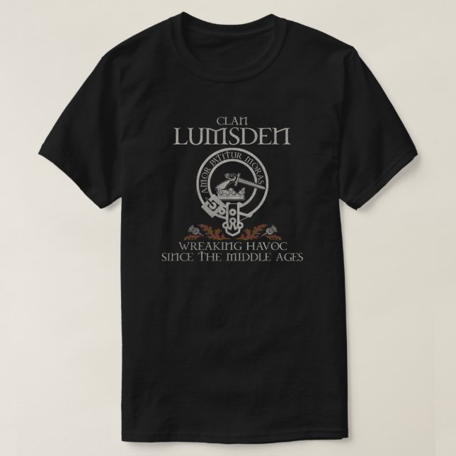 Camiseta Lumsden Clan crest sobrenome escocês tartan Thistl (Frente do Design)