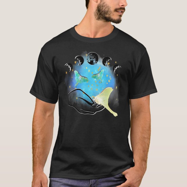 Camiseta Luna Mística Mariposa Lua Oculto Psíquico Goth Cel (Frente)