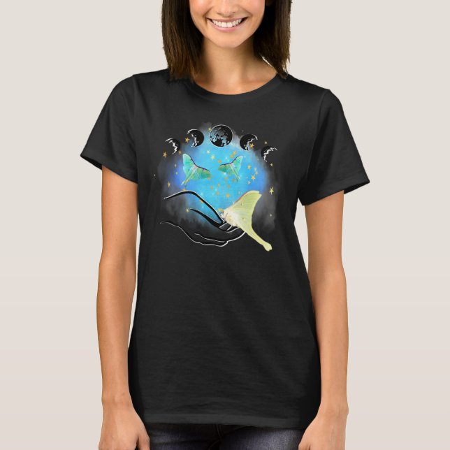 Camiseta Luna Mística Mariposa Lua Oculto Psíquico Goth Cel (Frente)