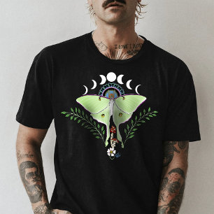 Camiseta Luna Moth Fases da Lua Preta
