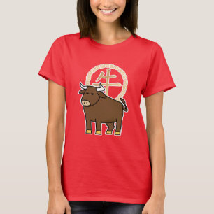 Camiseta Lunar chinês Ano Novo Ox touro com sorte