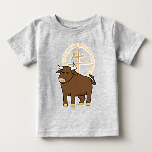 Camiseta Lunar chinês Ano Novo Ox touro com sorte