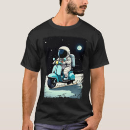 Camiseta LUNAR SCOOTERIST - Cartoon 2D Divertido de um Astr