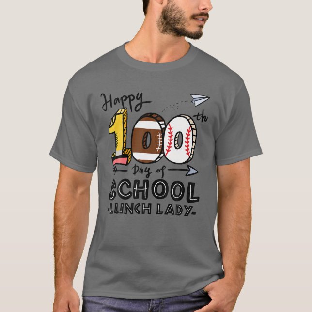Camiseta Lunch Lady Cafeteria Happy 100Th Day Of School 100 (Frente)