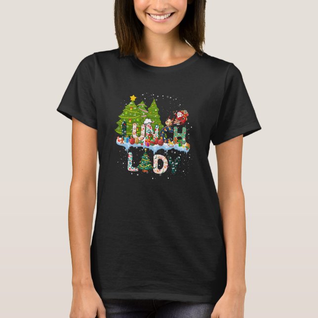 Camiseta Lunch Lady Christmas Tree Santa Matching Xmas Lunc (Frente)