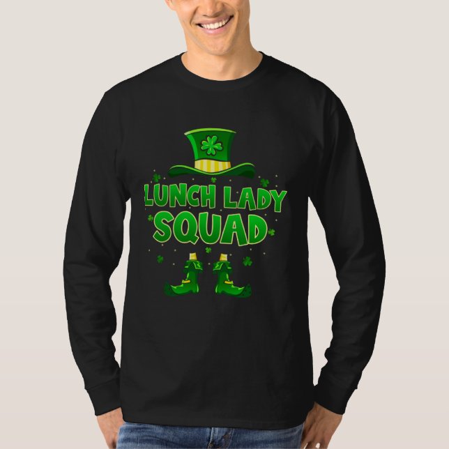 Camiseta Lunch Lady Squad Happy St Patrick s Day Leprechaun (Frente)