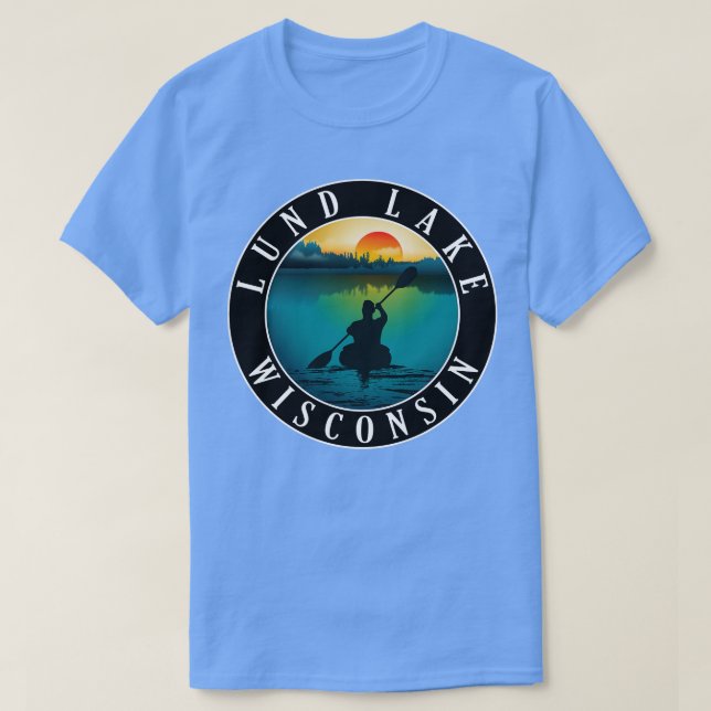Camiseta Lund Lake Wisconsin Kayaking (Frente do Design)