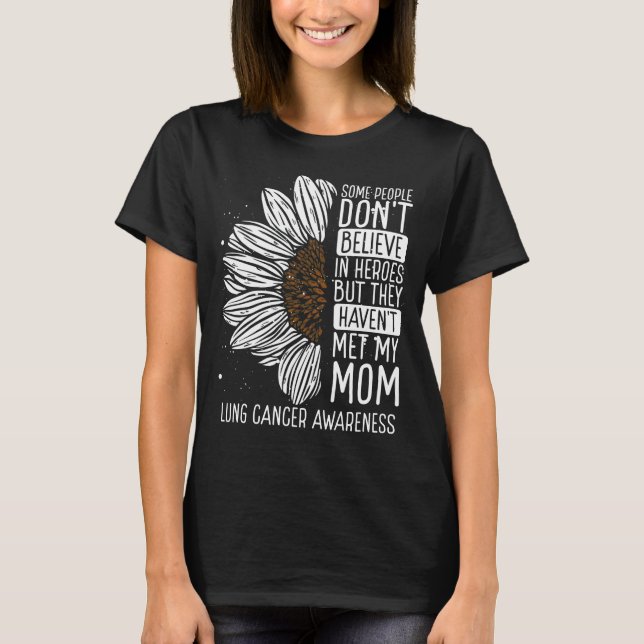 Camiseta Lung Cancer Awareness Ribbon Mom Warrior (Frente)