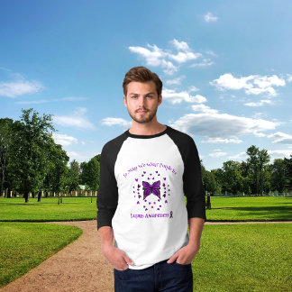 Camiseta Lúpus de Borboleta Roxa Conscientização Fita Roxa