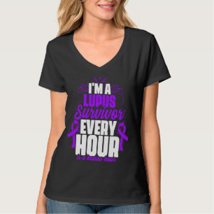 Camiseta Lupus Sobrevivente Lupus Purple Ribbon Sensibiliza