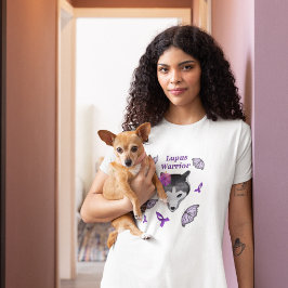 Camiseta Lupus Warrior Wolf Purple Ribbon Button