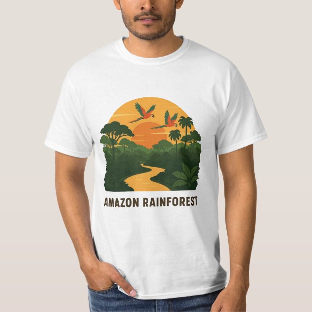 Camiseta Lush Green Retro Vetor Amazônia Sunset (Frente)