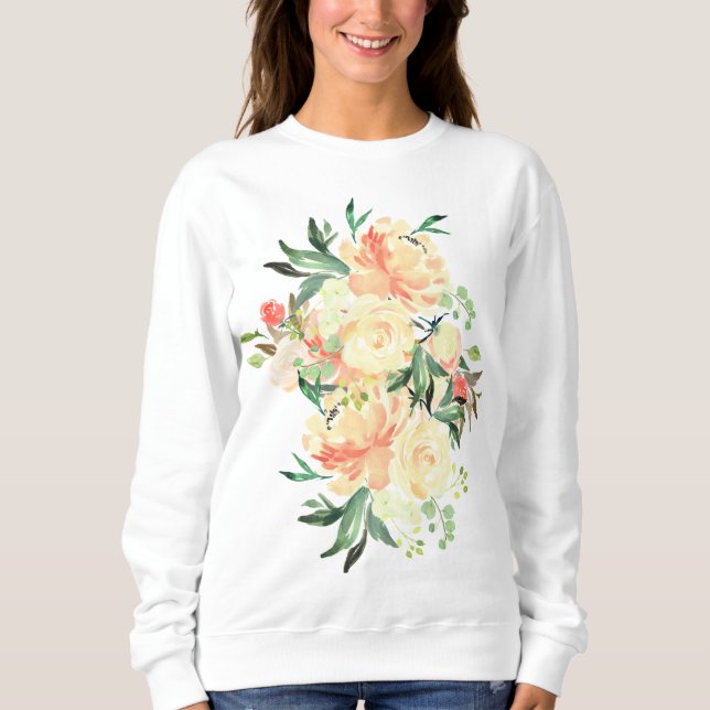 Camiseta Lush Peach e Cream Rose Bouquet (Frente)