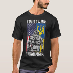 Camiseta Luta Como Os Bandeiras Ucranianos-Americanos Vete
