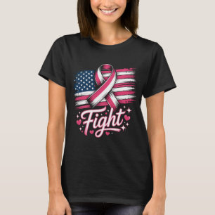 Camiseta Luta contra a consciência do Cancer rosa Fita amer