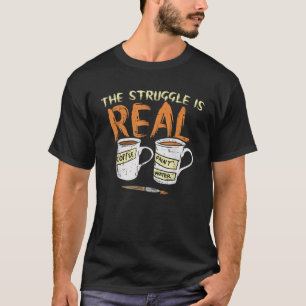 Camiseta Luta Contra A Dor Artista Engraçada Na Água Do Caf