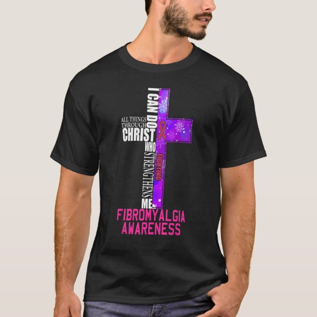 Camiseta Luta Contra A Fibromialgia Guerreira Púrpura Fita  (Frente)