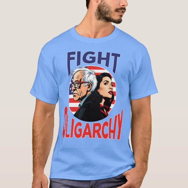 Camiseta Luta contra a Oligarchy Bernie Sanders & AOC (Frente)