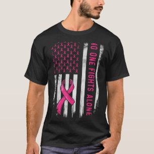 Camiseta Luta Contra o Câncer de Mama Sozinho Bandeira Amer