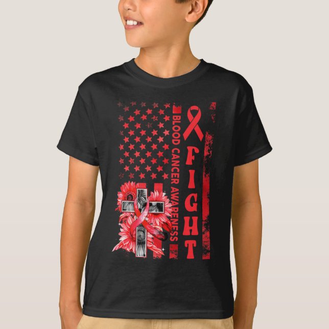 Camiseta Luta contra o Cancer de sangue cristão de girassol (Frente)
