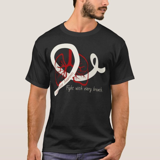 Camiseta Luta contra o Cancer pulmonar, pulmões e fita (Frente)