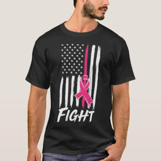 Camiseta Luta da consciência do cancro da mama da bandeira