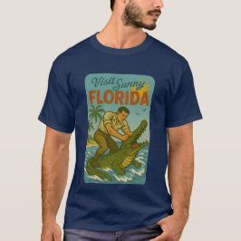 Camiseta Luta de Jacaré na Flórida | Divertido Retro Costei