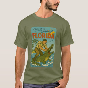 Camiseta Luta de Jacaré na Flórida   Retro Costeiro Diverti