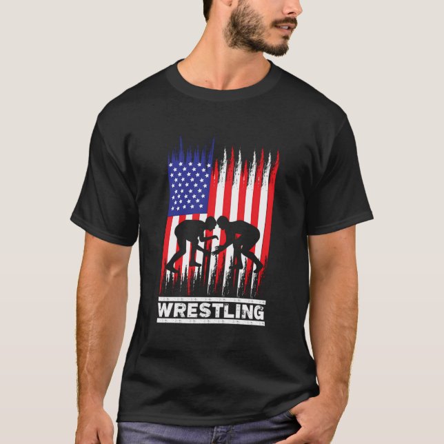 Camiseta Luta de lutadores bandeira americana (Frente)