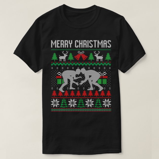 Camiseta Luta de Natal feliz Papais noeis Xmas (Frente do Design)