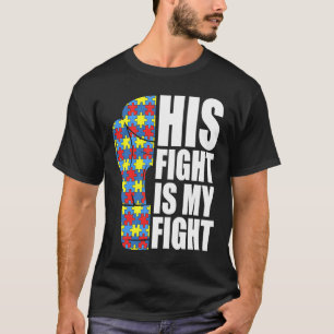 Camiseta Luta Dele É Minha Luta Luvas de Boxe Puzzle Autism