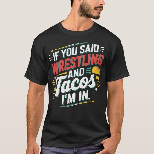 Camiseta Luta engraçada e Tacos Wrestle Retro (Frente)
