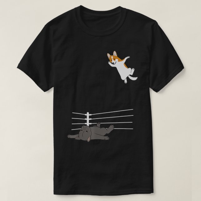 Camiseta Luta Engraçado Cane Corso e Corgi (Frente do Design)
