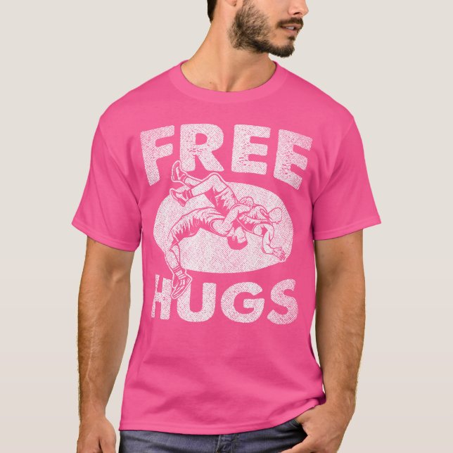 Camiseta Luta Engraçado Luta de Hugs Grátis (Frente)