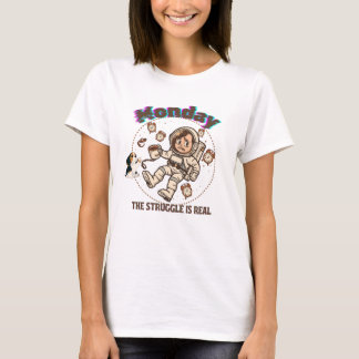 Camiseta Luta Espacial de Segunda-feira Astronauta Café e C