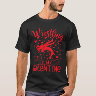 Camiseta Luta Livre é Meu Coração Vermelho do Amor no Dia d
