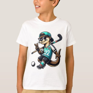 Camiseta Luta Livre Mascote Otter Com Stick Sinal de Paz Óc