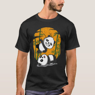 Camiseta Luta Pandas Chineses Bamboo Comendo Animais